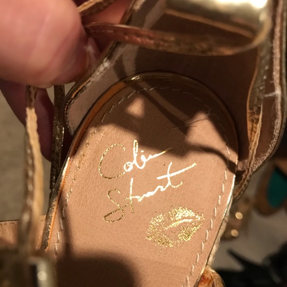 COLIN STUART Wedge shoes, ankle strap gold laces - Picture 4 of 11